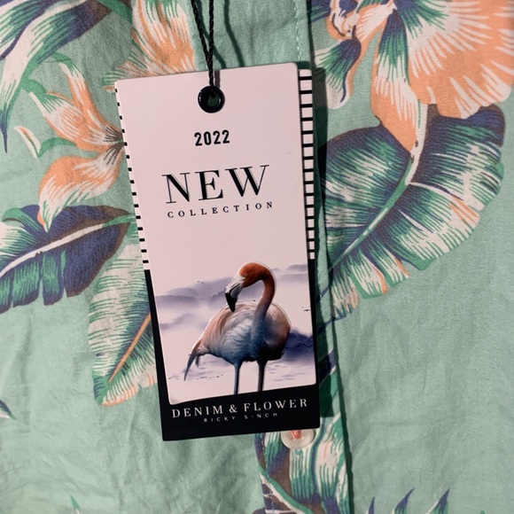 Denim & Flower Light Green Floral Men's Shirt New - Picture 5 of 7